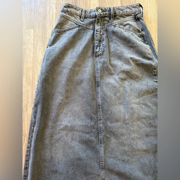 NWOT free people Come As You Are Denim Maxi Skirt Mid Rise Cotton Size 2 Grey - Picture 9 of 9